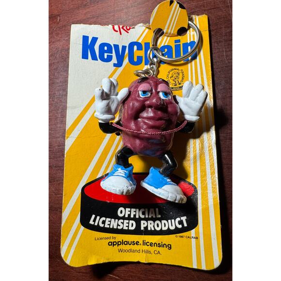 Vintage 1987 Keychain Keyring Charm Novelty California Raisins Justin Blue - Picture 2 of 6